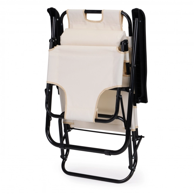 Chaise longue de jardin avec appuie-tête beige