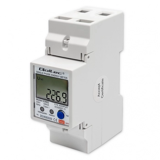 Compteur d'électricité électronique monophasé | Rail DIN | 230V | LCD | Wi-Fi
