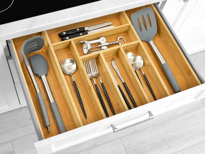 Insert pour tiroir Organisateur de couverts de cuisine en bambou 8 compartiments xl