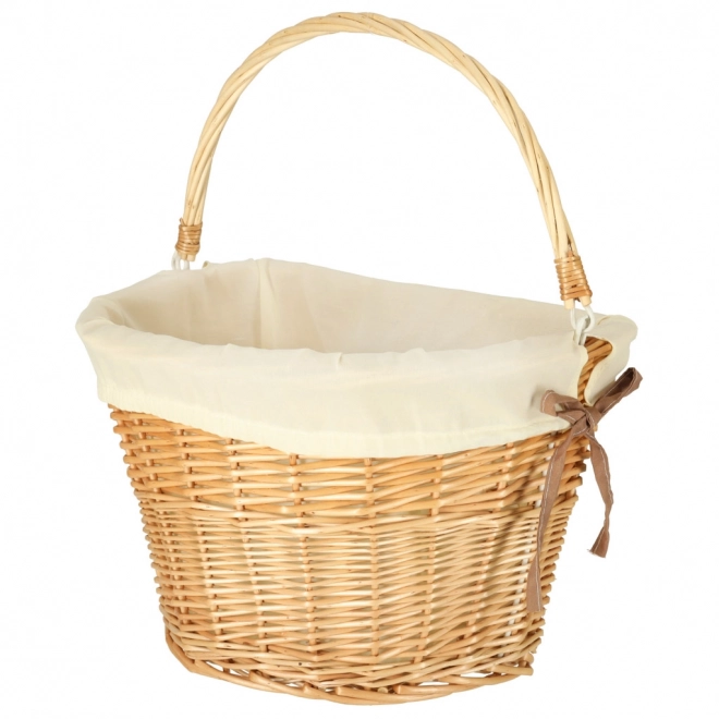 Panier en osier pour vélo avec doublure en tissu blanc