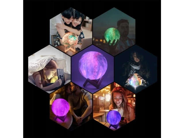 Lampe de nuit GALAXY 3D avec éclairage RGB coloré + télécommande