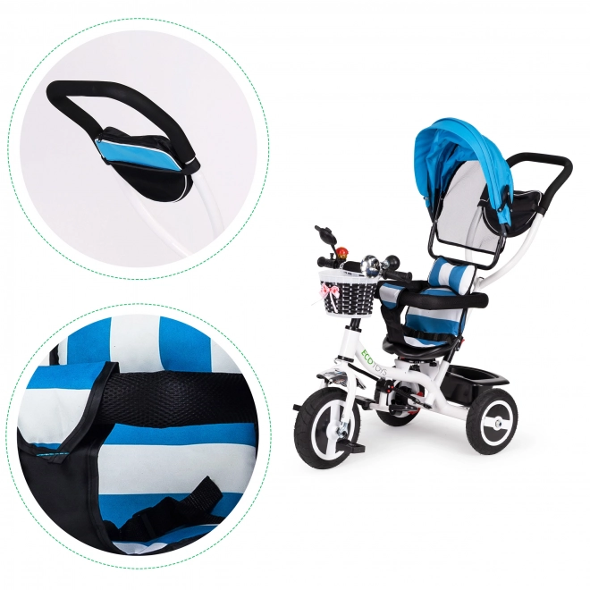 Tricycle, voiture à roues, toit bleu rotatif