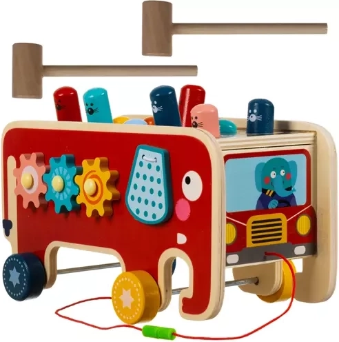 Éléphant en bois pour enfants avec maillets