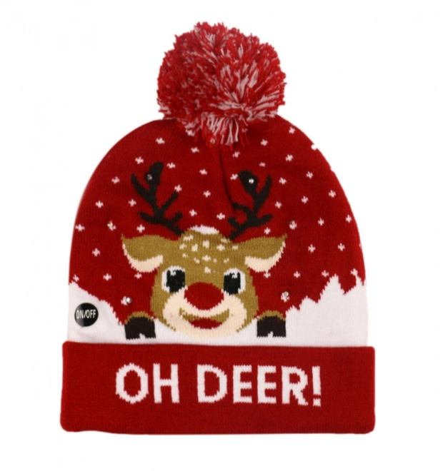 Chapeau de Noël LED avec motif renne