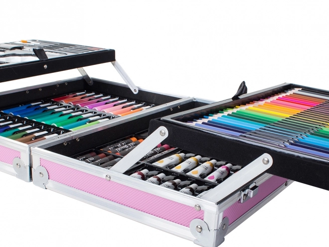Ensemble artistique créatif rose 145 pcs dans une valise