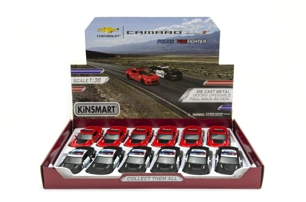 Modèle de voiture Kinsmart Chevrolet Camaro police/pompiers 12cm métal/plastique