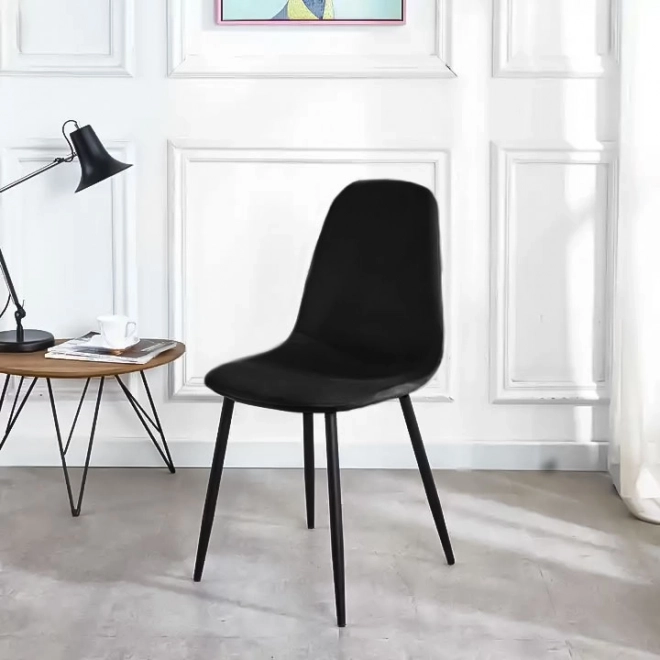 Ensemble de 4 chaises en velours pour salle à manger et salon - noir