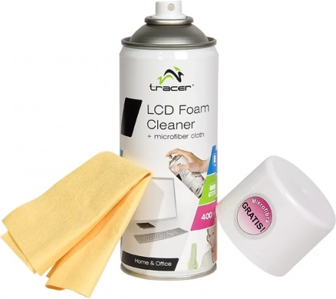Mousse nettoyante pour moniteurs LCD 400 ml et chiffon en microfibre