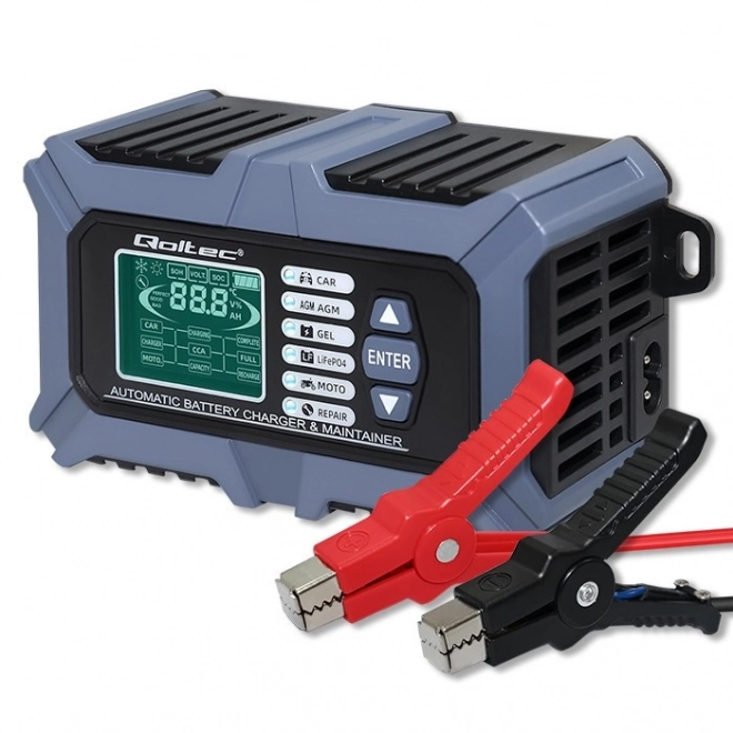 Chargeur intelligent à microprocesseur avec testeur de batterie et fonction de réparation 12V | 6A | LCD | Chargeur de batterie AGM LiFePO4 GEL