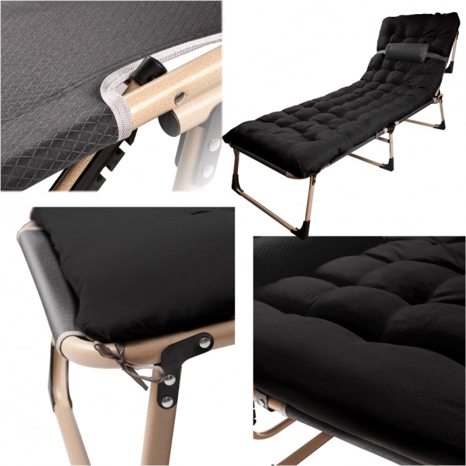 Lit de camping pliant 193 cm noir
