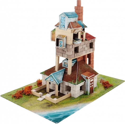 De vraies briques et du bois pour un modèle réaliste