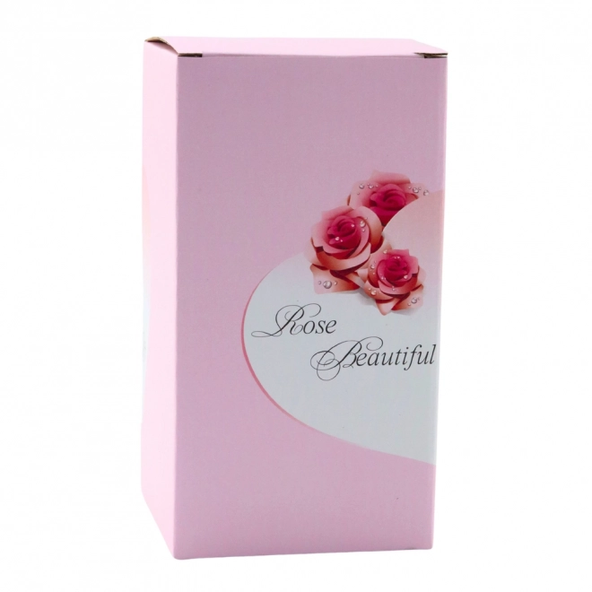 Rose éternelle sous dôme en verre avec éclairage LED et papillon rouge