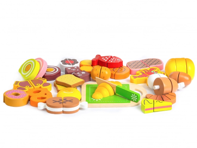Aliments en bois à découper 23 pièces ECOTOYS