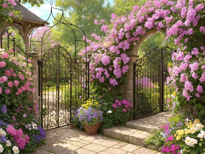 Pergola de jardin pour rosiers