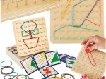 Geoboard en bois – géoplan éducatif avec élastiques colorés et cartes de modèles