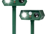 Répulsif solaire à ultrasons pour animaux avec capteur PIR, lot de 2 pièces