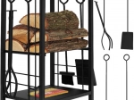 Support pour bois de cheminée avec accessoires