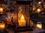 Lanterne solaire avec bougie LED 14 × 14 × 28 cm