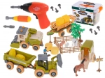 Ferme pour enfants – tracteur et moissonneuse-batteuse démontables, animaux, avec perceuse sans fil