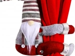 Lutin de Noël avec bandes auto-agrippantes pour accrocher et enlacer les rideaux