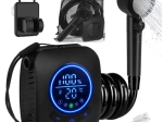 Douche de camping portable TRIZAND 8000 mAh avec pompe et écran LED, USB, IPX8