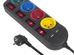 Multi-prise avec interrupteurs 4 prises + 2xUSB noir