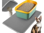 Tapis sous litière pour chat Purlov 75 × 55 cm gris