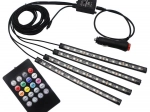Barre lumineuse LED intérieure de voiture Pilot Light Bar 4×12 LED RGB avec télécommande
