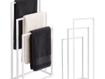ModernHome porte-serviettes métallique sur pied avec 3 bras, blanc