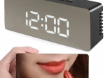 Réveil LED avec écran miroir 4-en-1 avec thermomètre et date