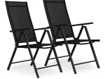 Ensemble de 2 chaises de jardin pliantes en acier avec dossier réglable ModernHome - Noir