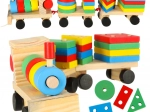 Petit train en bois avec blocs de construction et trieur 30 cm