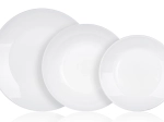Service de table ZELIE, 18 pièces, en verre, blanc