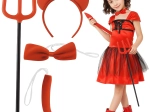 Kruzzel costume de petit diable – set de 4 accessoires (fourche, cornes, nœud papillon, queue)