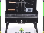 Gril de voyage à charbon pliable et portable en valisette avec set d’ustensiles