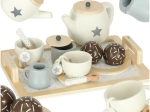 Service à thé en bois pour enfants avec plateau et tasses