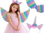 Costume de licorne pour enfant avec ailes arc-en-ciel et serre-tête