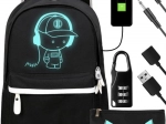 Sac à dos KRUZZEL 19 l résistant à l'eau avec USB et motif lumineux