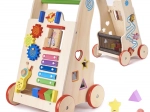 Chariot de marche en bois et cube éducatif 6-en-1