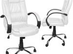 Fauteuil de bureau pivotant blanc en simili cuir Malatec