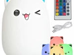 Veilleuse LED pour enfants - chat avec télécommande