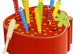 Jeu en bois Truskawka – pêche magnétique aux vers