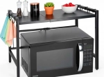 Étagère de cuisine réglable au-dessus du micro-ondes avec crochets, en métal