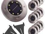 Lumières solaires encastrées de jardin avec capteur crépusculaire, 8 LED, blanc froid, lot de 12