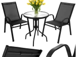 Ensemble bistro de balcon GARDLOV – table et 2 chaises, noir