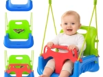 Balançoire pour enfants 3-en-1 sur cordes vert-bleu Kruzzel jusqu’à 30 kg