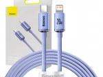 Baseus Crystal câble USB‑C vers Lightning 2 m, 20 W PD, violet
