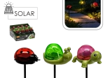 Piquets LED solaires de jardin en forme de tortue, escargot et coccinelle – blanc chaud