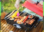 Barbecue à charbon de table pliable et portable avec couvercle