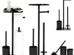 ModernHome support de salle de bain pour papier toilette avec brosse WC et étagère, noir